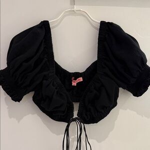 Verge girl black Puff Sleeve Crop Top